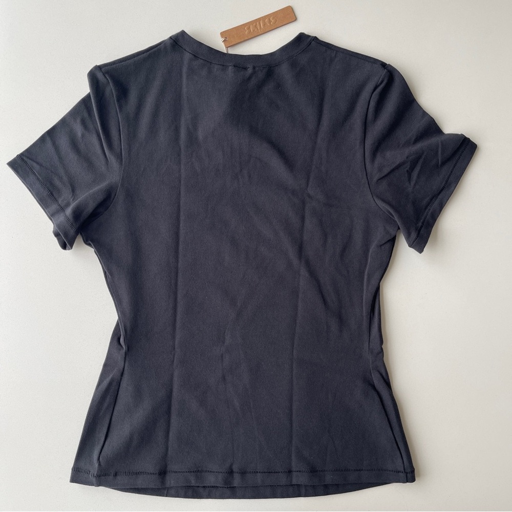 SKIMS Cotton Jersey T-Shirt Soot Black Medium - Picture 5 of 5